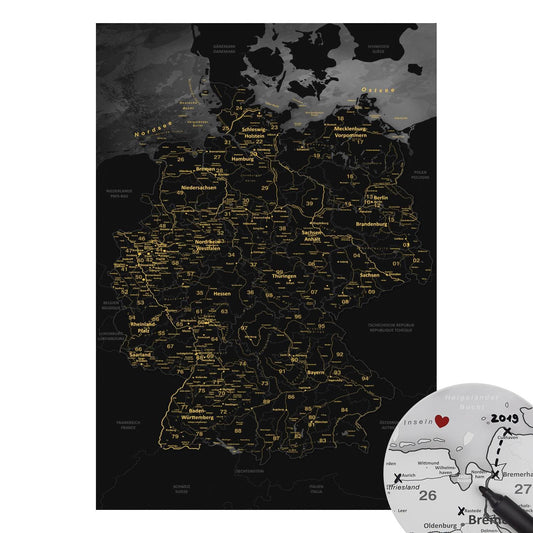 Deutschlandkarte als Poster in Deutsch - Noir