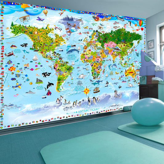 Fototapete - World Map for Kids - WELTKARTEN24