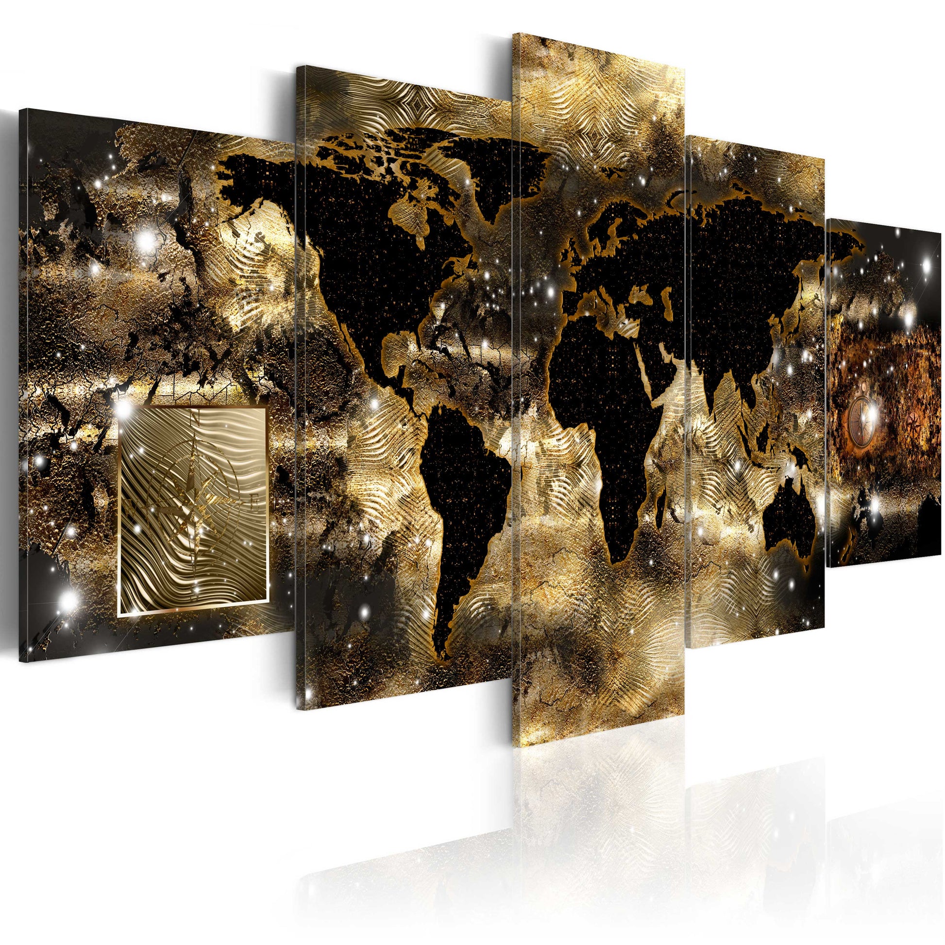 Weltkarte als Leinwandbild - Wandbild - Continents of bronze