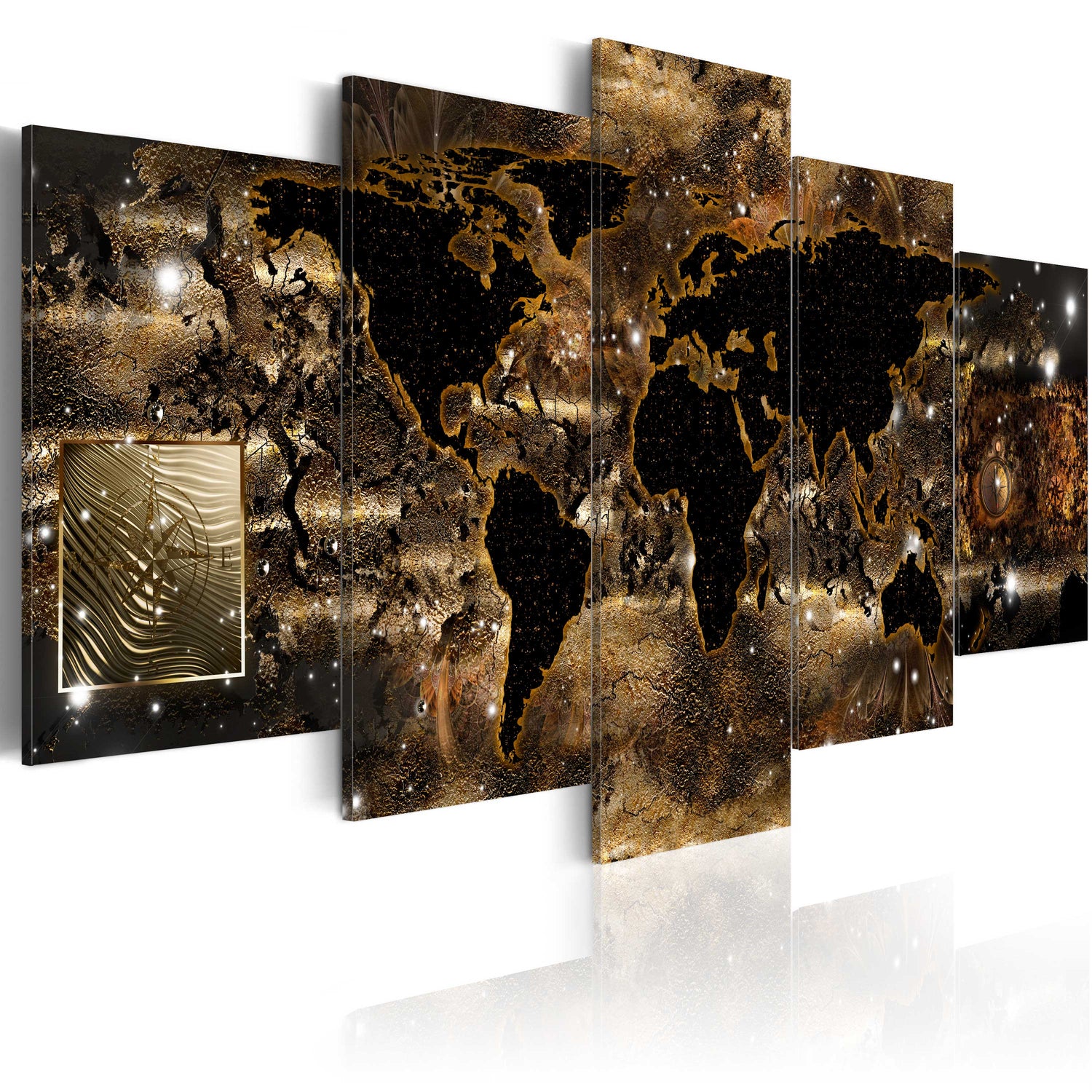 Weltkarte als Leinwandbild - Wandbild - World of bronze