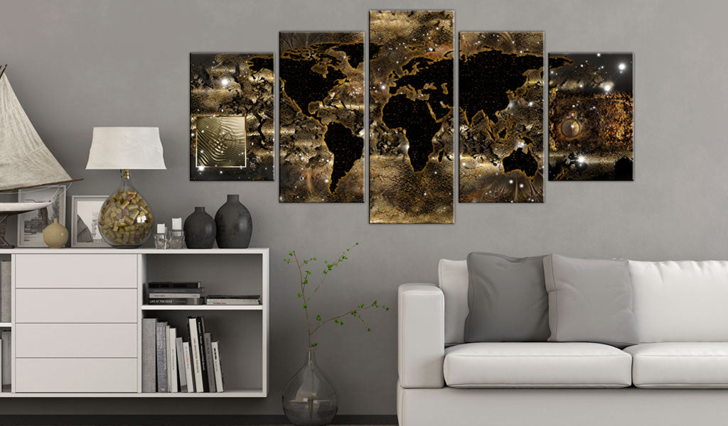 Weltkarte als Leinwandbild - Wandbild - World of bronze