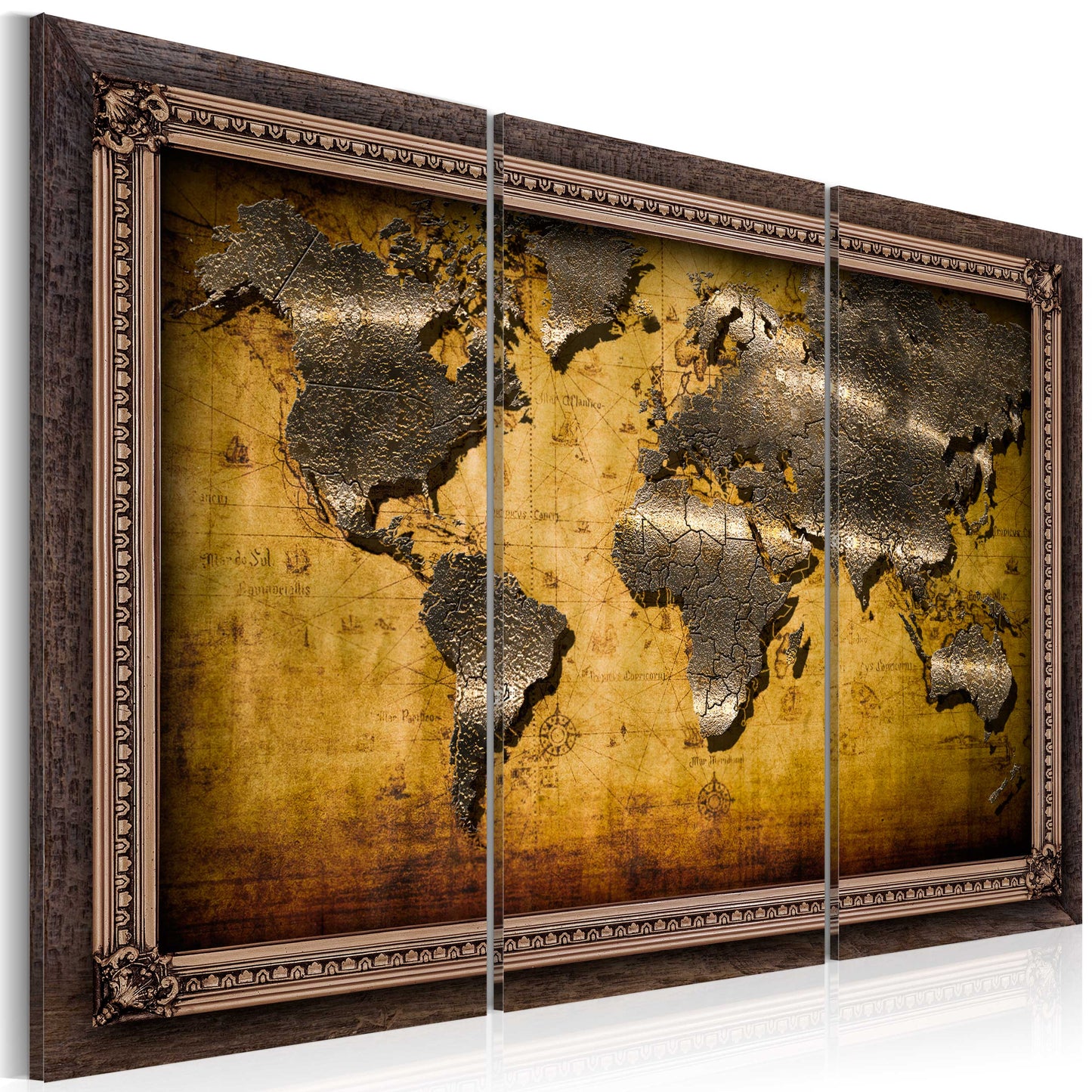Weltkarte als Leinwandbild - Wandbild - The World in a Frame