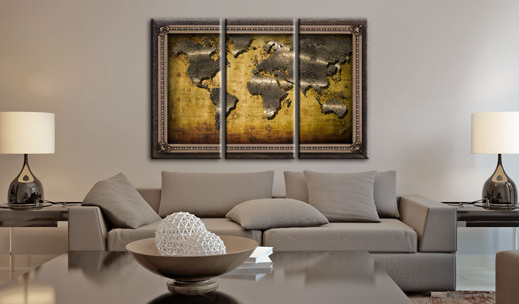 Weltkarte als Leinwandbild - Wandbild - The World in a Frame