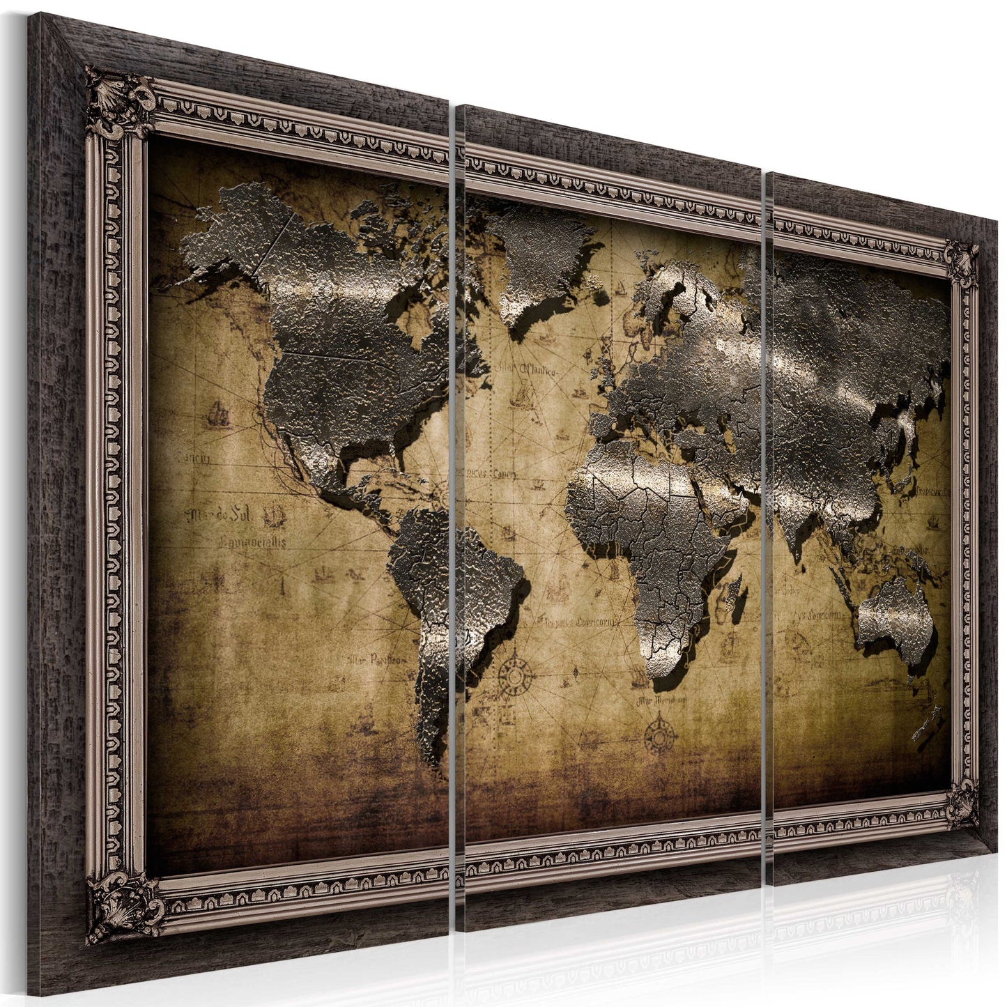 Weltkarte als Leinwandbild - Wandbild - The Framed World