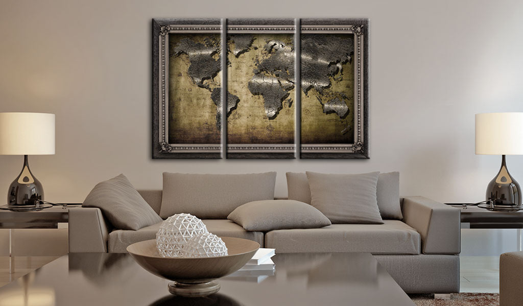 Weltkarte als Leinwandbild - Wandbild - The Framed World