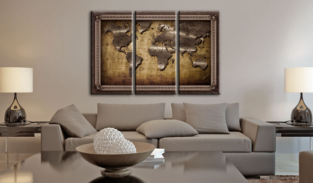 Weltkarte als Leinwandbild - Wandbild - The Map in a Frame