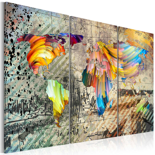 Weltkarte als Leinwandbild - Wandbild - Welt voller Farben