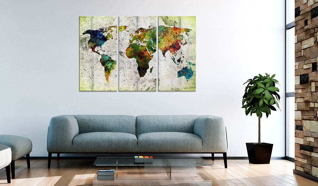Weltkarte als Leinwandbild - Wandbild - Colourful Travels