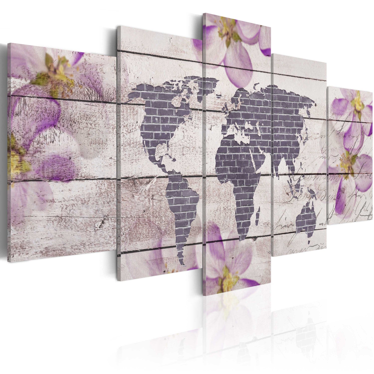 Weltkarte als Leinwandbild - Wandbild - Romantische Weltkarte