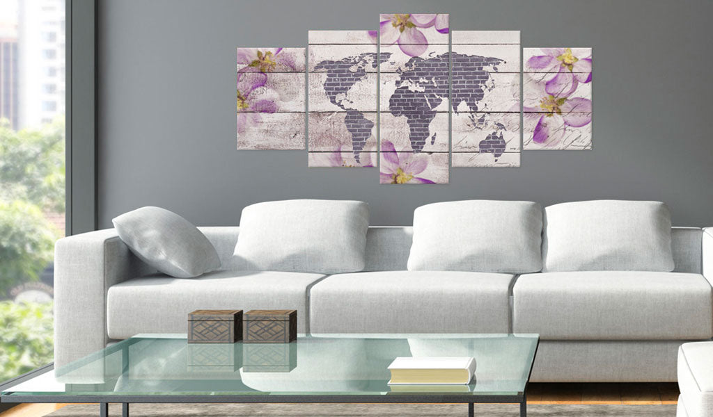 Weltkarte als Leinwandbild - Wandbild - Romantische Weltkarte