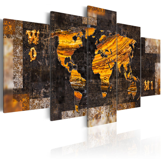 Weltkarte als Leinwandbild - Wandbild - Goldener Pfad