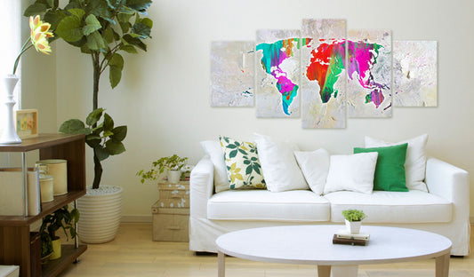 Weltkarte als Leinwandbild - Wandbild - Colourful Planet