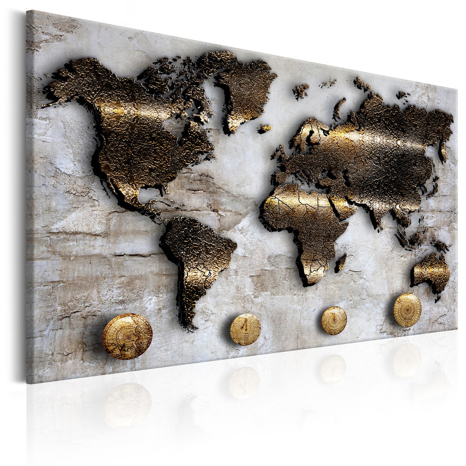 Weltkarte als Leinwandbild - Wandbild - Golden Journey