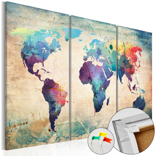 Pinnwand - Weltkarte Rainbow Map (3-teilig) - WELTKARTEN24