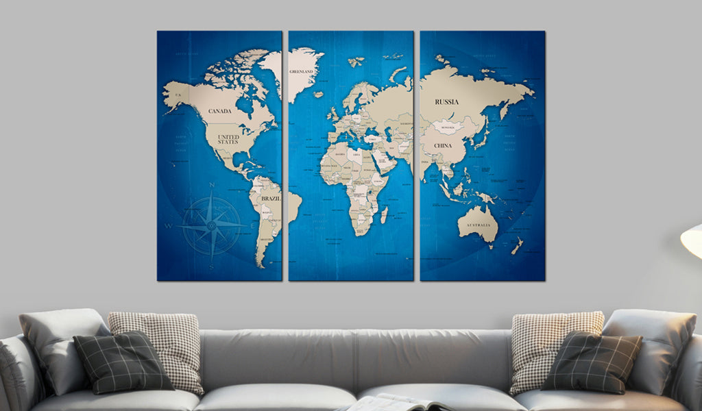 Weltkarte als Leinwandbild - Wandbild - Ink Journey