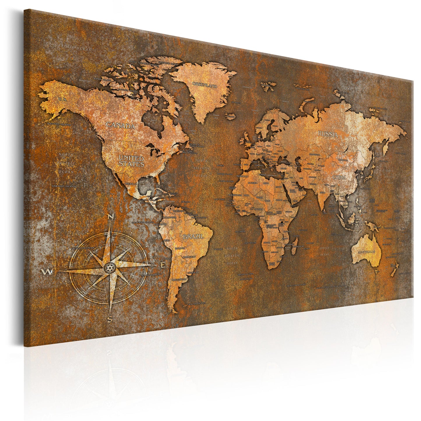 Weltkarte als Leinwandbild - Wandbild - Rusty World