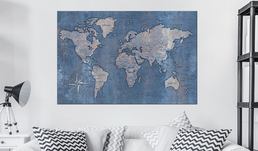 Weltkarte als Leinwandbild - Wandbild - Sapphire Planet