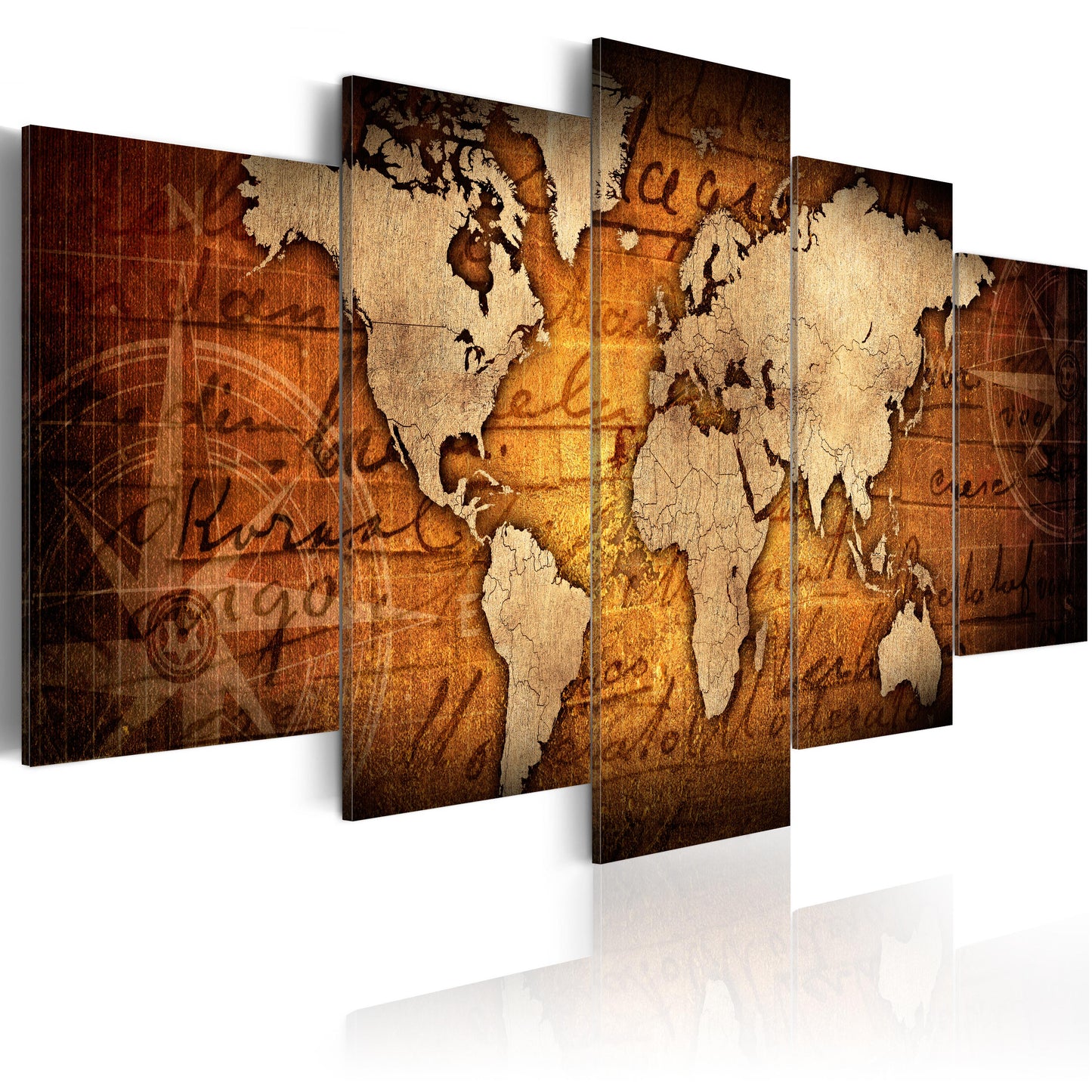 Weltkarte als Leinwandbild - Wandbild - Amber Map