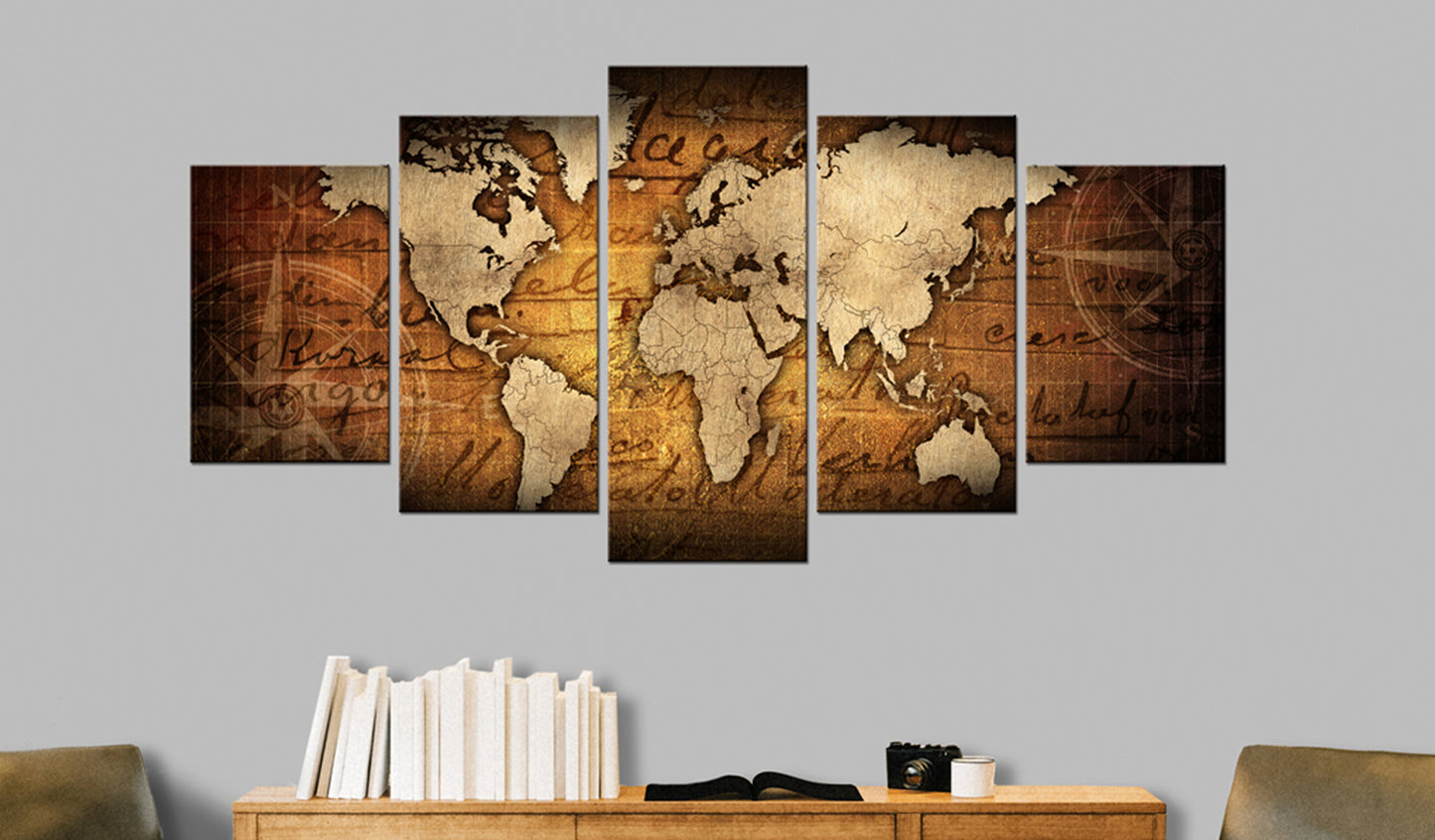 Weltkarte als Leinwandbild - Wandbild - Amber Map