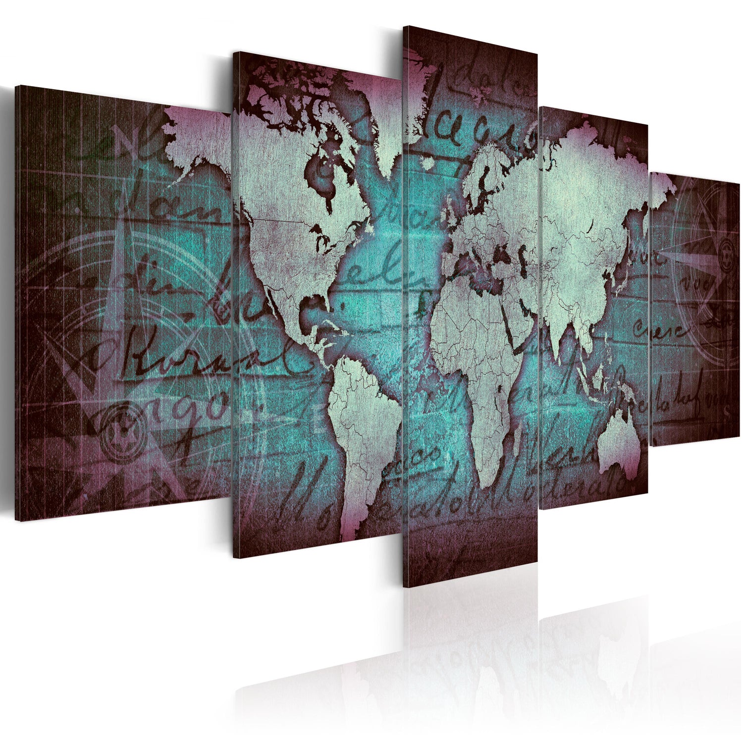 Weltkarte als Leinwandbild - Wandbild - Sapphire Map