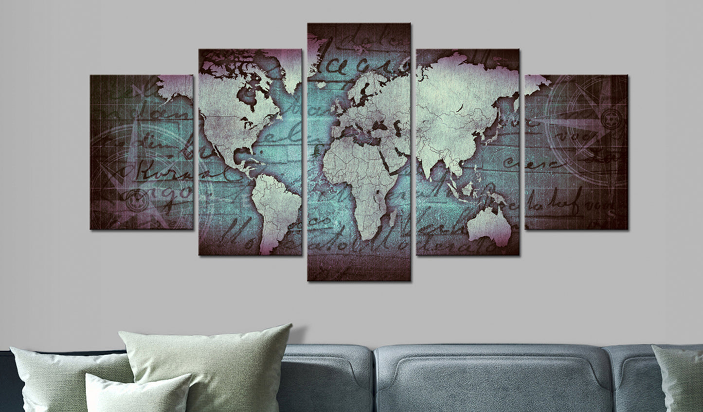 Weltkarte als Leinwandbild - Wandbild - Sapphire Map