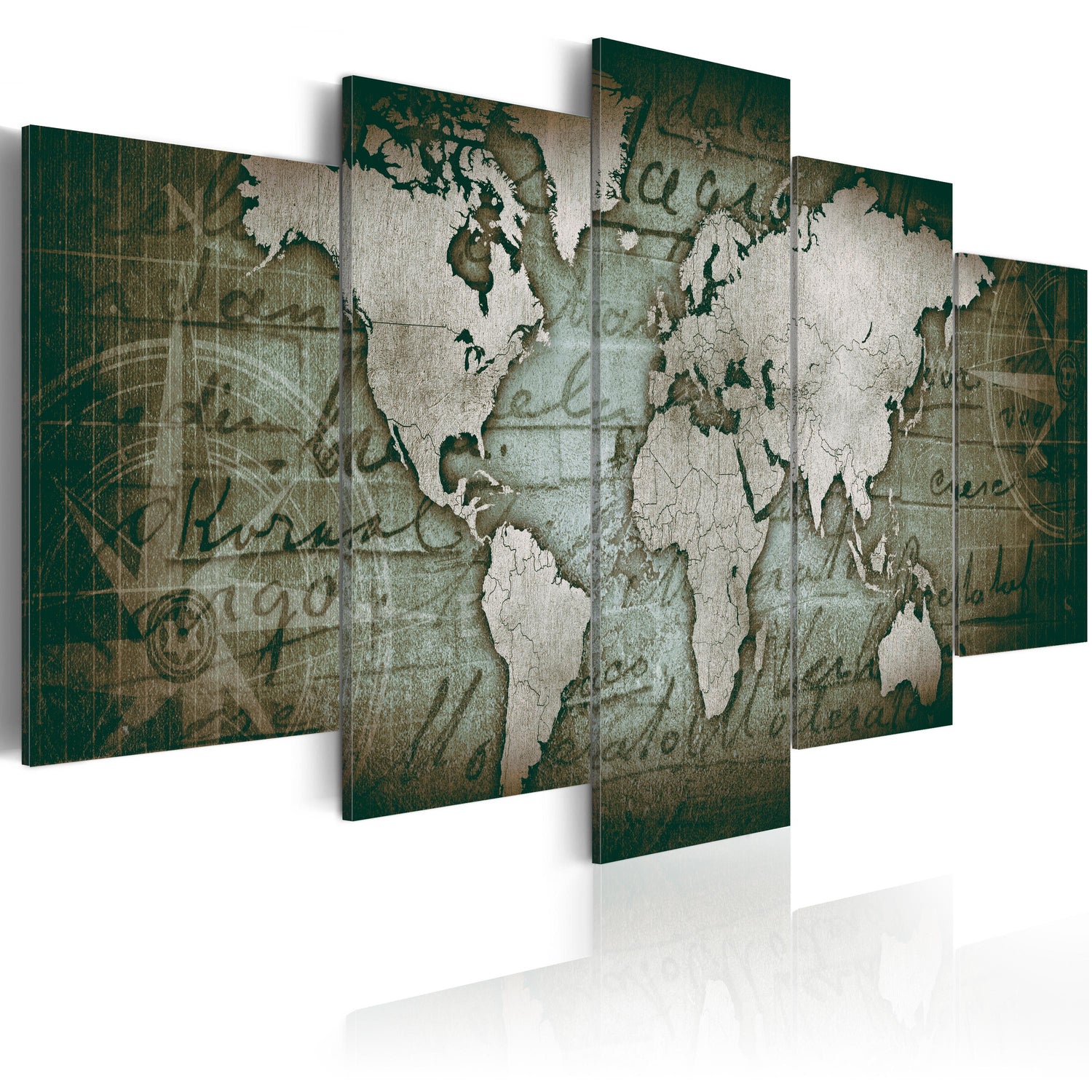 Weltkarte als Leinwandbild - Wandbild - Emerald Map