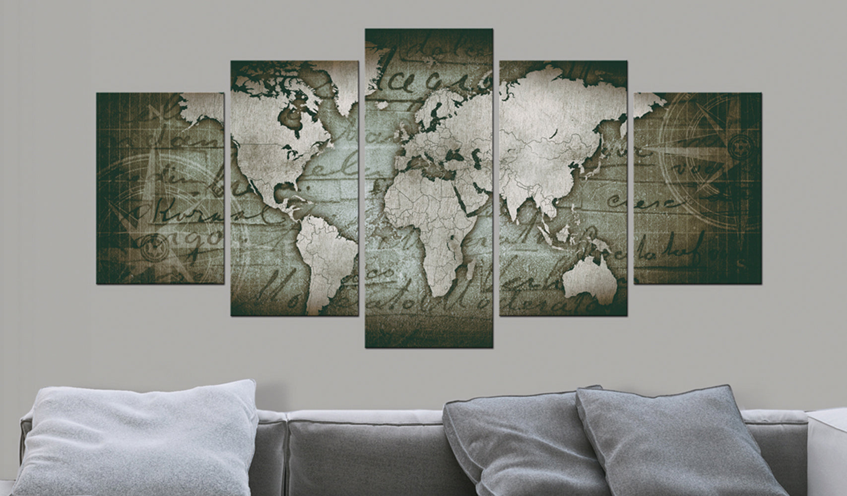 Weltkarte als Leinwandbild - Wandbild - Emerald Map