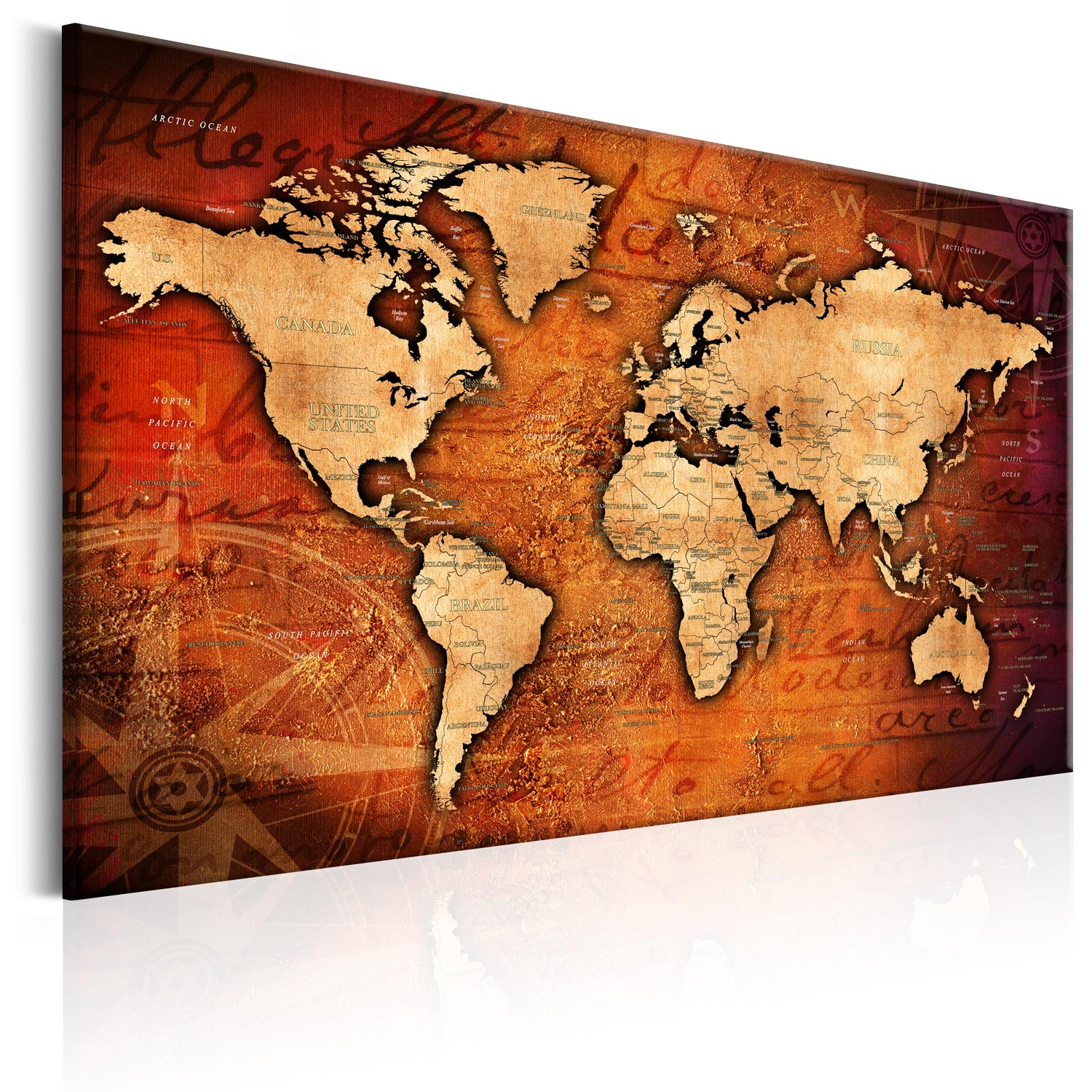 Weltkarte als Leinwandbild - Wandbild - Amber World