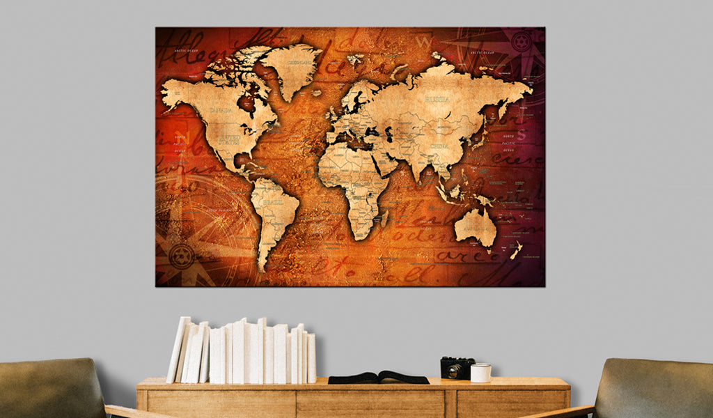 Weltkarte als Leinwandbild - Wandbild - Amber World