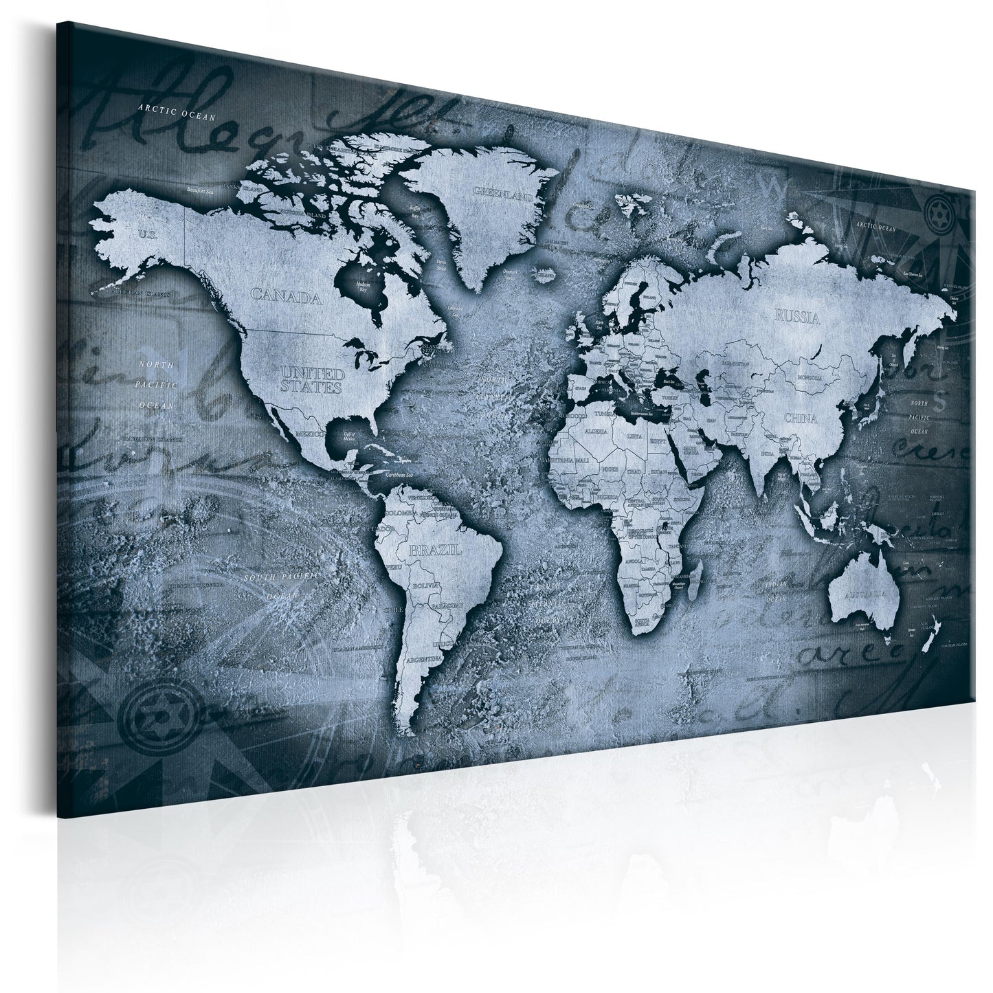 Weltkarte als Leinwandbild - Wandbild - Sapphire World