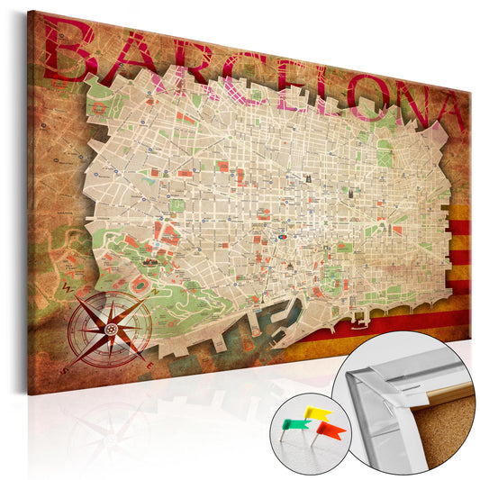 Pinnwand - Weltkarte Map of Barcelona - WELTKARTEN24