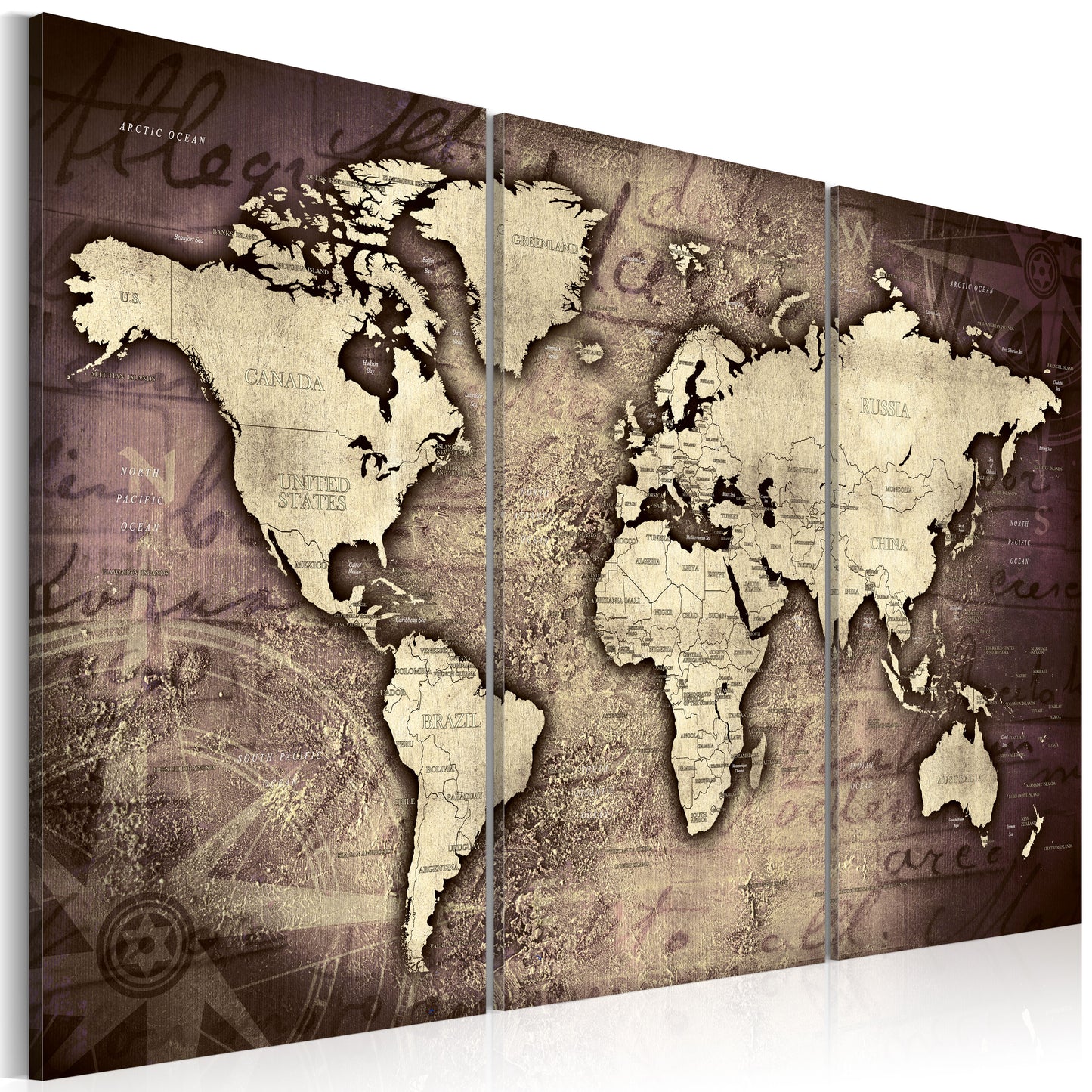 Weltkarte als Leinwandbild - Wandbild - Golden Travels