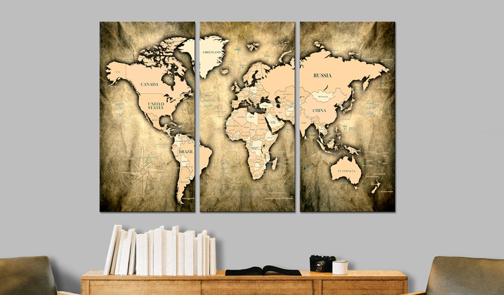 Weltkarte als Leinwandbild - Wandbild - World Map: The Sands of Time