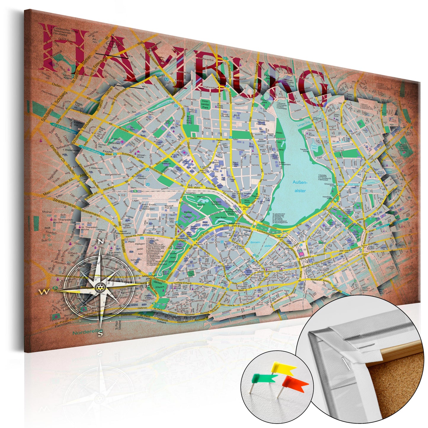 Pinnwand - Weltkarte Hamburg - WELTKARTEN24