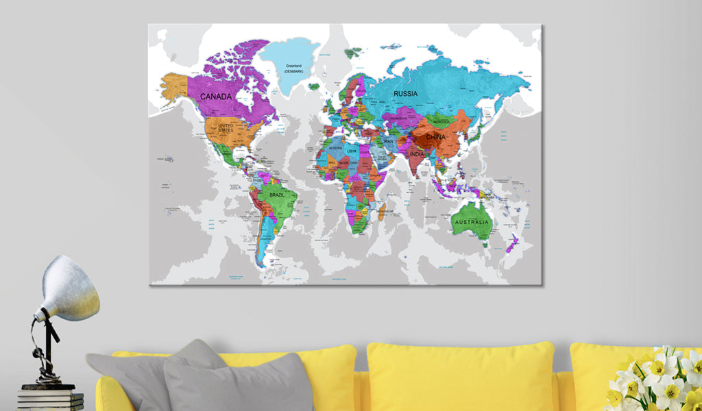 Weltkarte als Leinwandbild - Wandbild - Territory of Colours