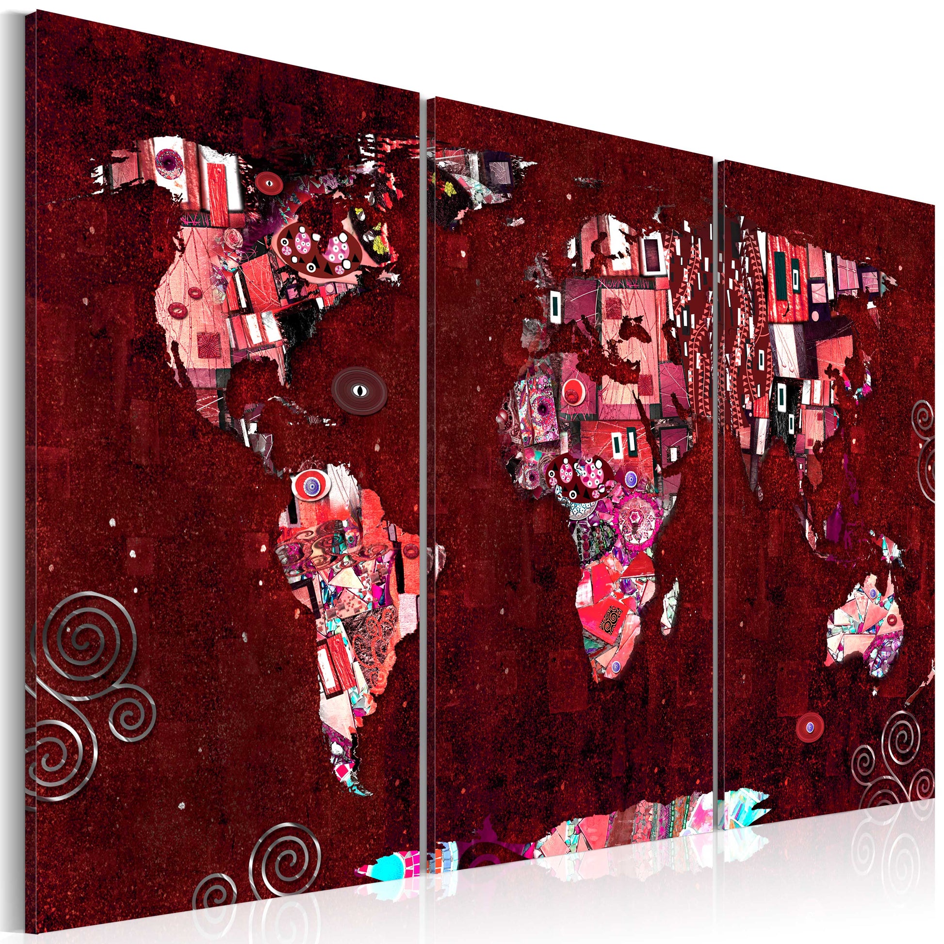 Weltkarte als Leinwandbild - Wandbild - Ruby World