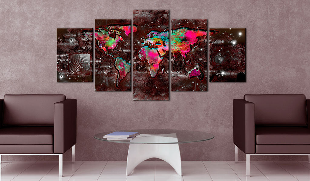 Weltkarte als Leinwandbild - Wandbild - Colourful Extravagance