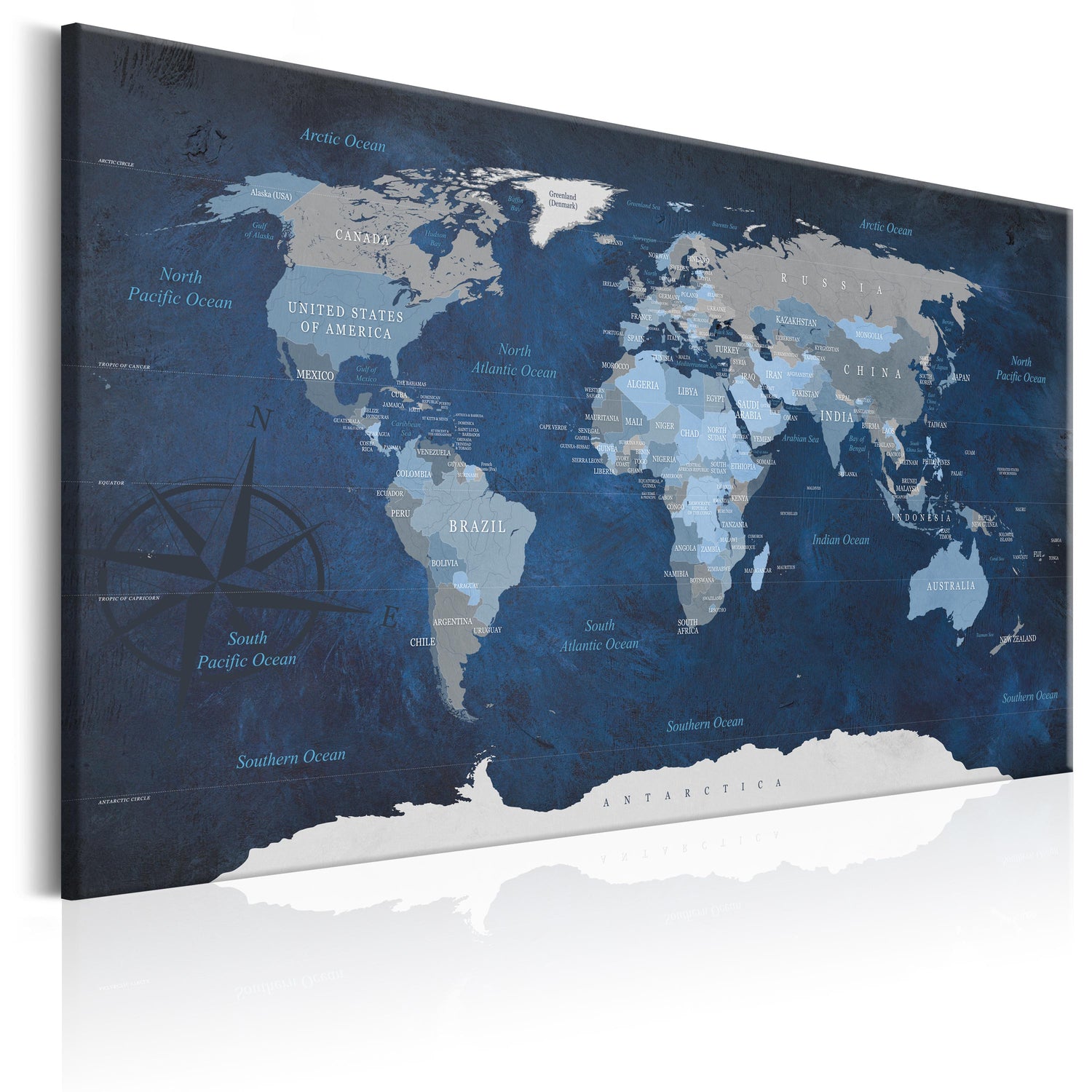 Weltkarte als Leinwandbild - Wandbild - Dark Blue World