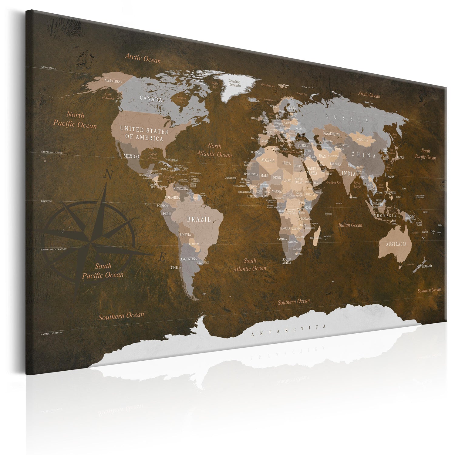 Weltkarte als Leinwandbild - Wandbild - Cinnamon Travels