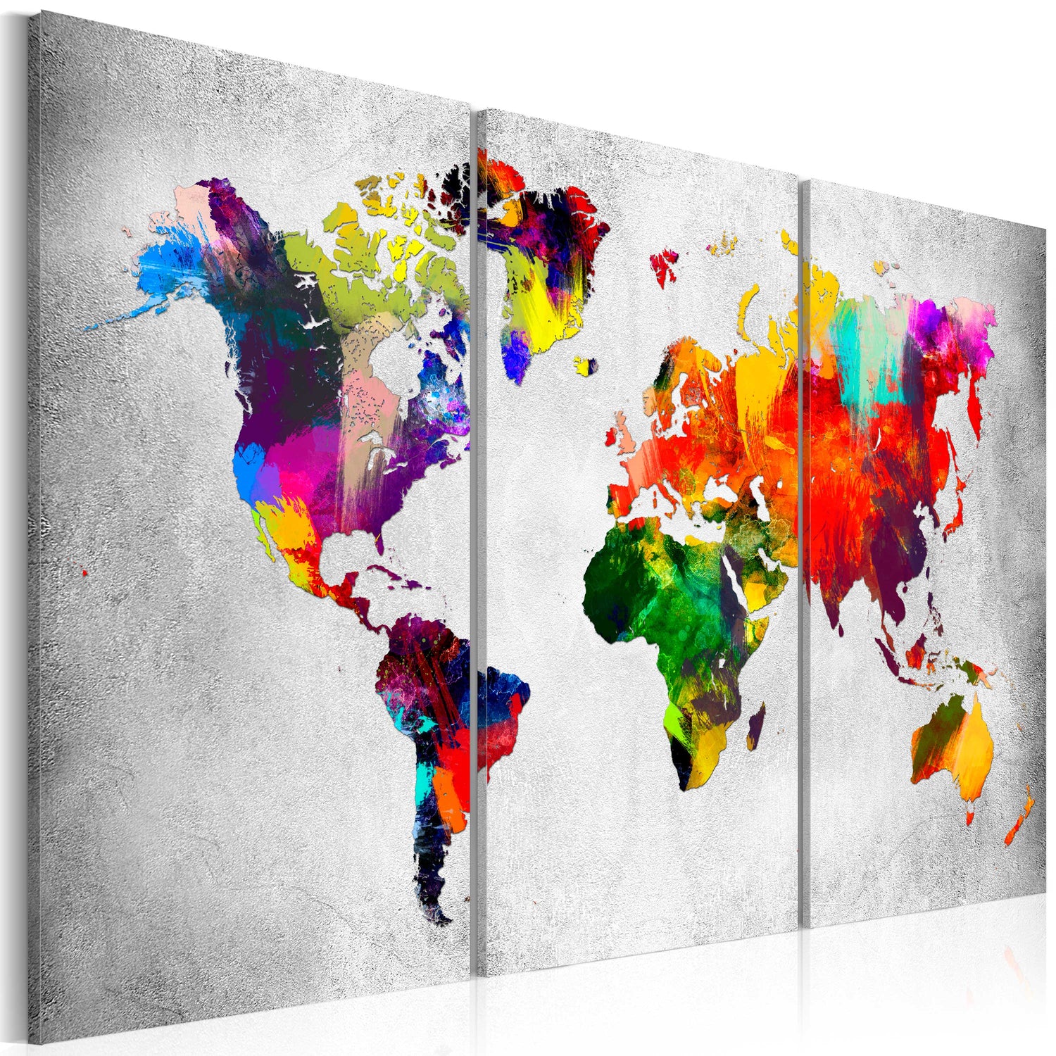 Weltkarte als Leinwandbild - Wandbild - Artistic World - Triptych