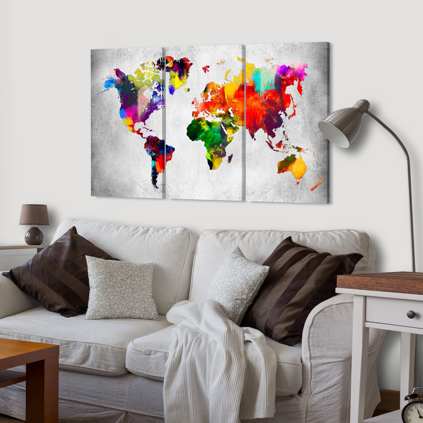 Weltkarte als Leinwandbild - Wandbild - Artistic World - Triptych