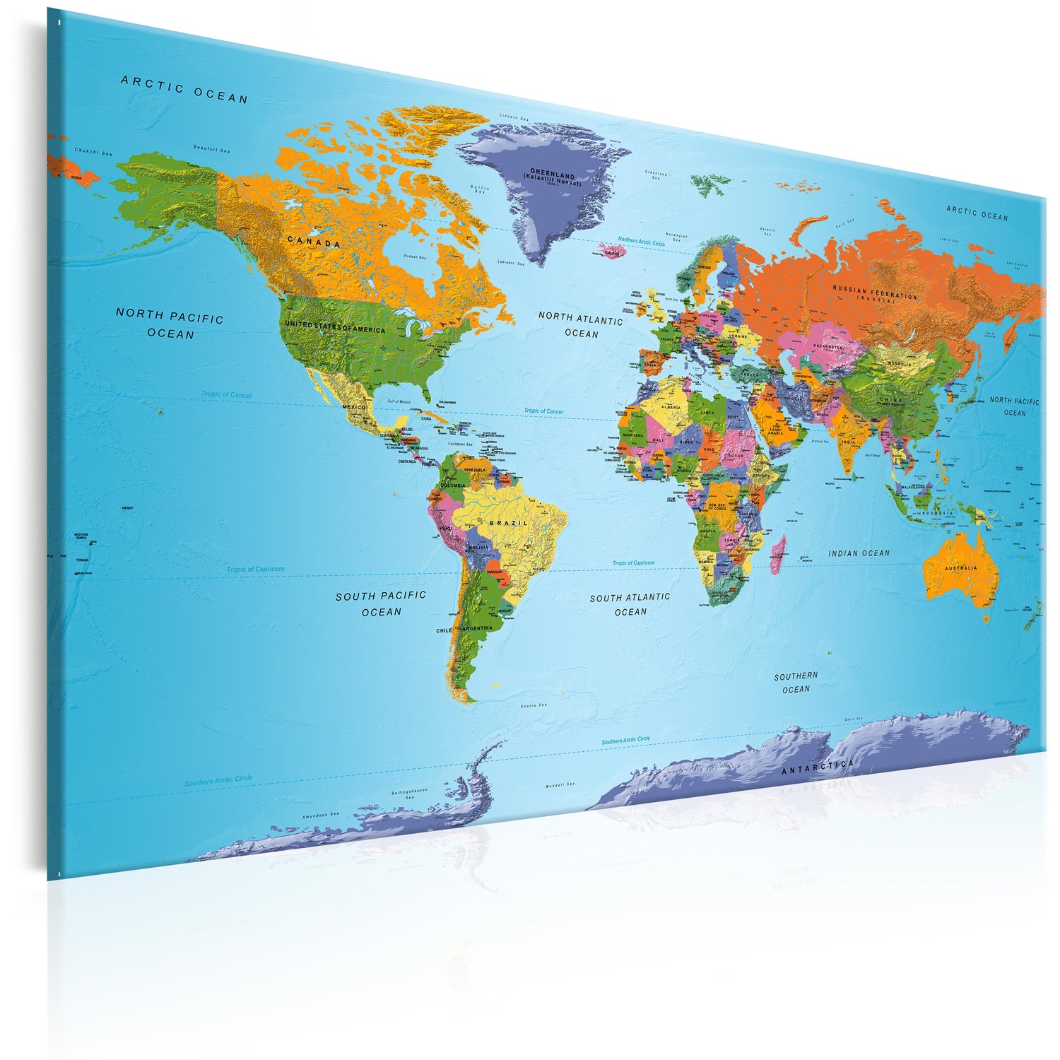 Weltkarte als Leinwandbild - Wandbild - Colourful Note