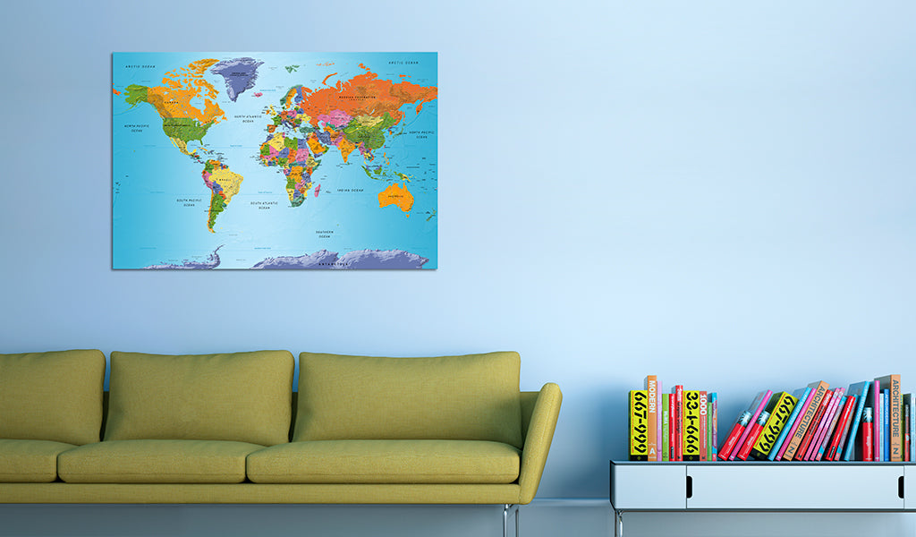 Weltkarte als Leinwandbild - Wandbild - Colourful Note