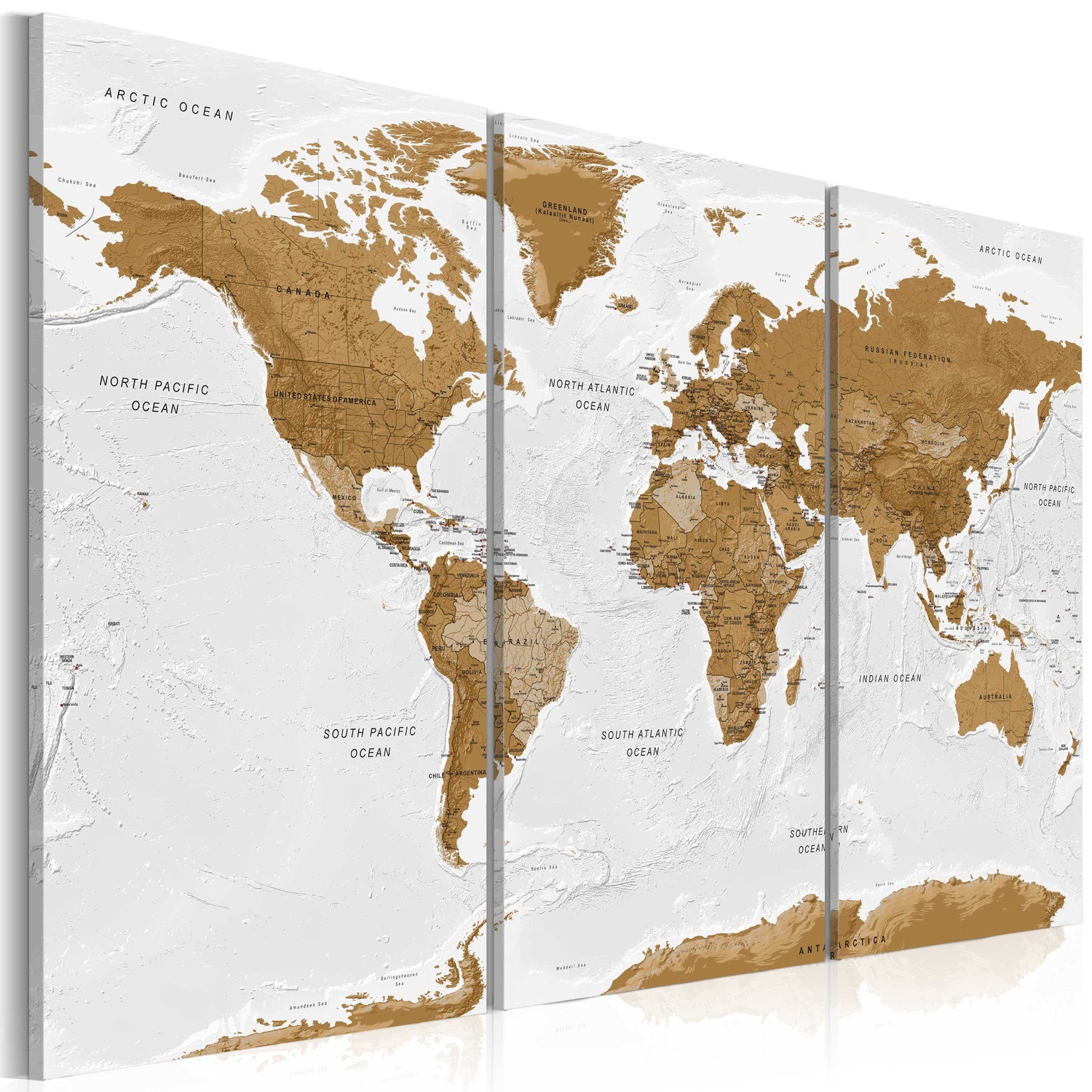 Weltkarte als Leinwandbild - Wandbild - World Map: White Poetry