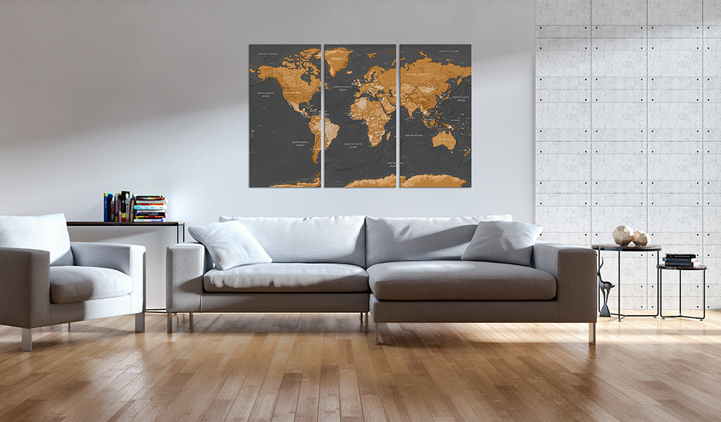 Weltkarte als Leinwandbild - Wandbild - World Map: Modern Aesthetics