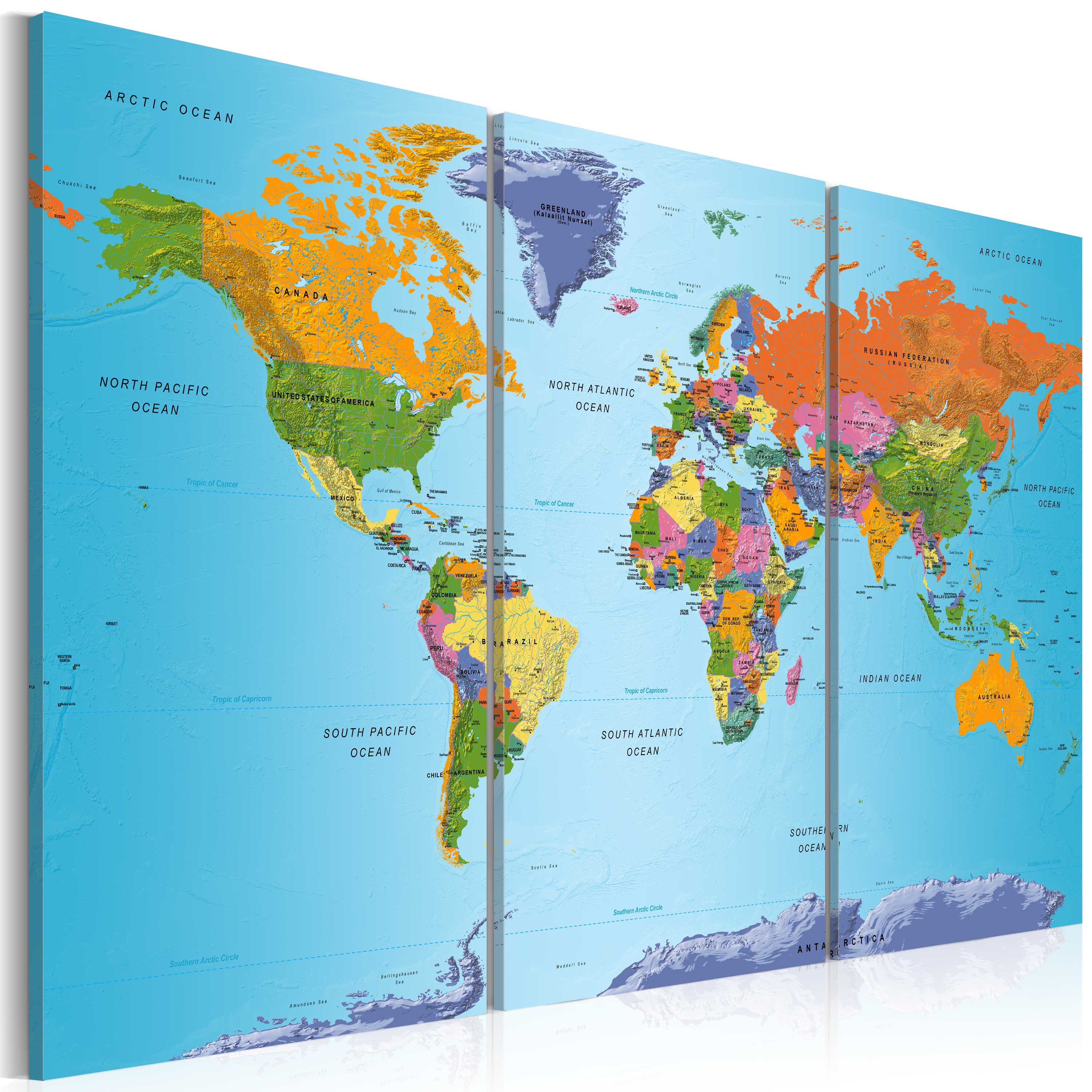 Weltkarte Als Leinwandbild - World Map: Colourful Note – WELTKARTEN24