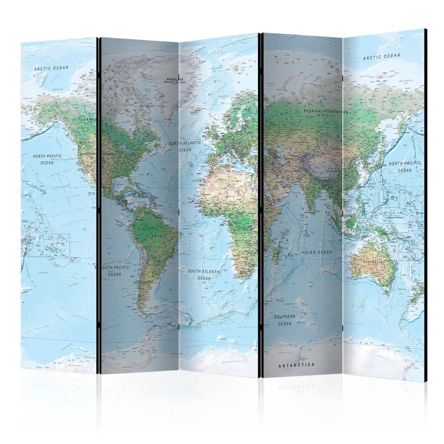 Paravent - World Map (5-teilig) - WELTKARTEN24