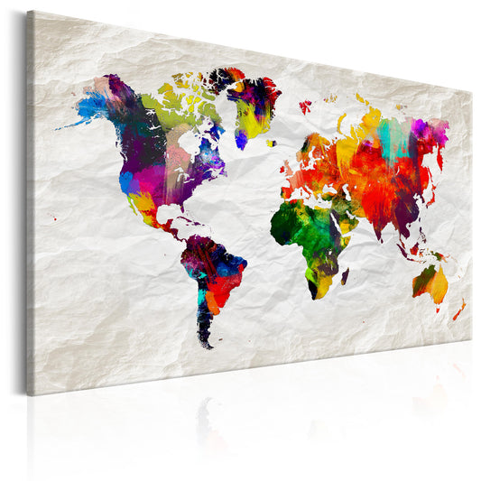 Weltkarte als Leinwandbild - Wandbild - World Map: Rainbow Madness