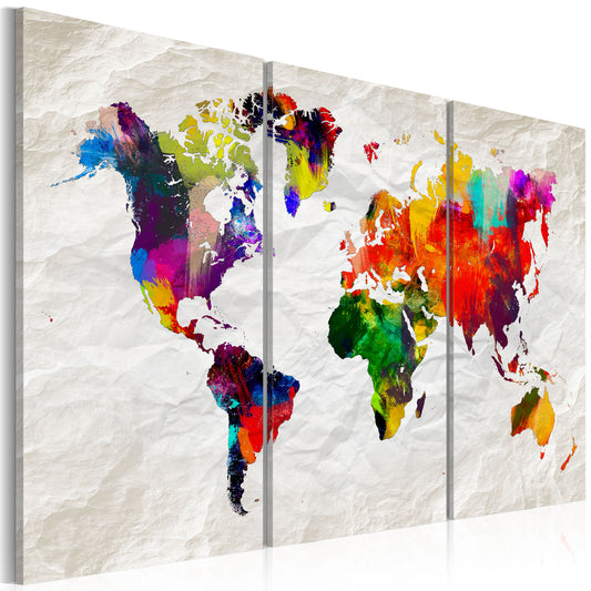 Weltkarte als Leinwandbild - Wandbild - World Map: Rainbow Madness II