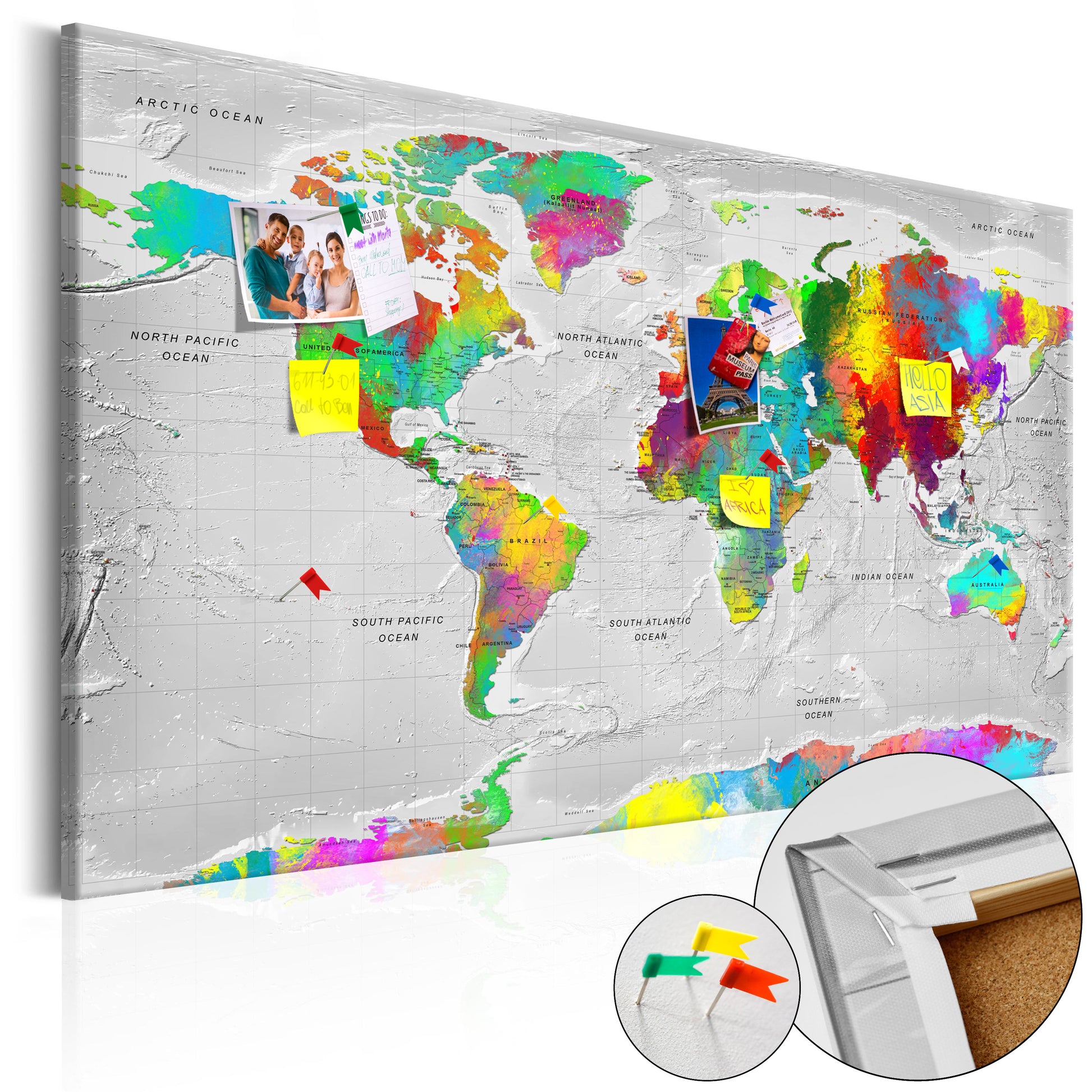 Pinnwand - Weltkarte Maps: Colourful Finesse - WELTKARTEN24